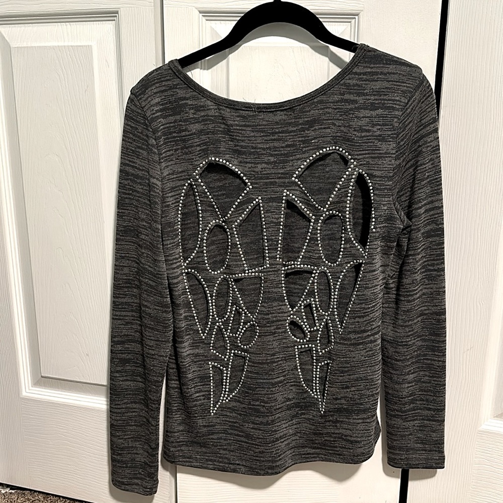 Gray Angel Wing cut out in the back sweater -xs